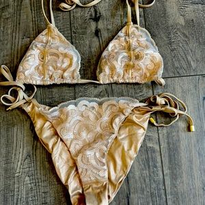 Beach bunny rose gold lace bikini